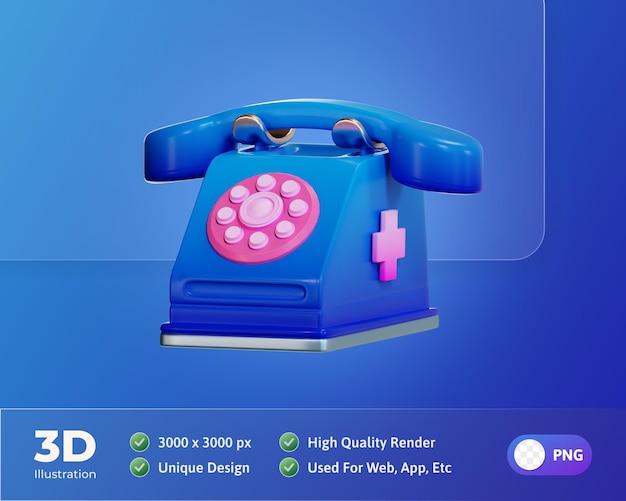 Emergency Call Health and Medicine icon 3d illustration