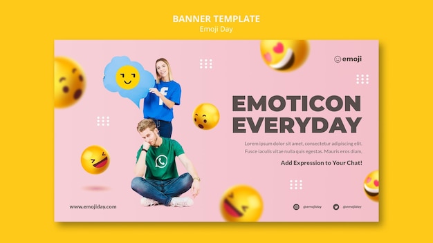 PSD gratuito modello di banner giorno emoji