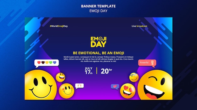 Free PSD emoji day banner template