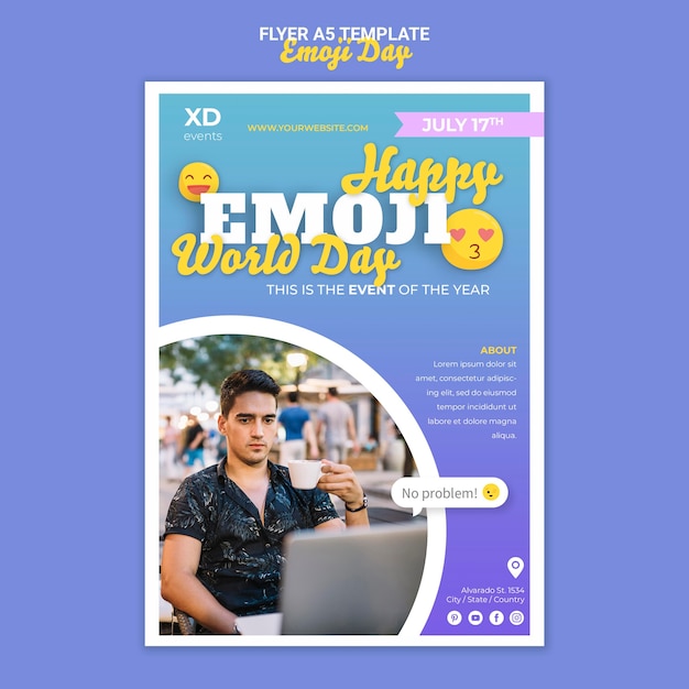 Free PSD emoji day flyer template