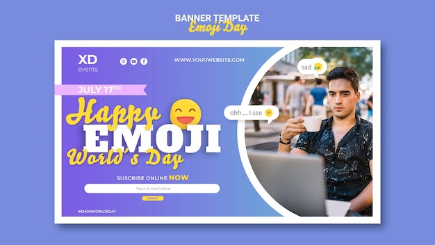 Эмодзи день горизонтальный баннер шаблон
