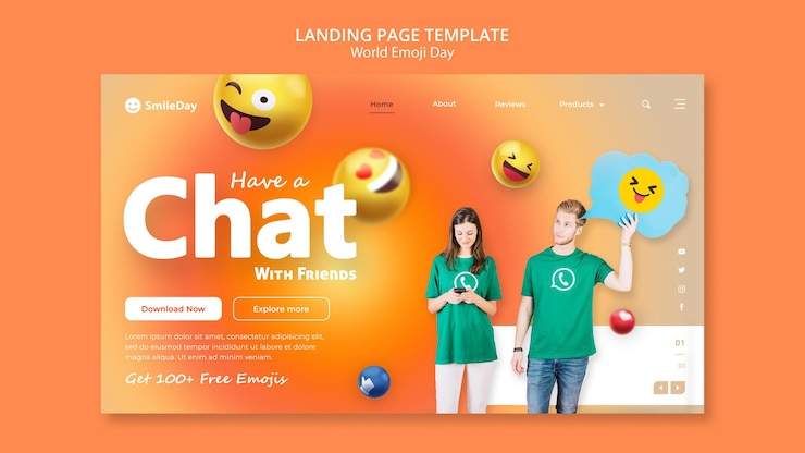Free PSD emoji day landing page template