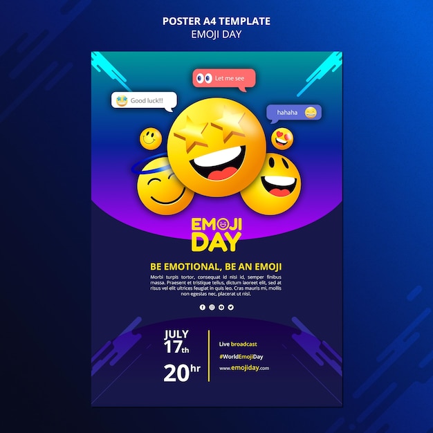 Free PSD emoji day print template