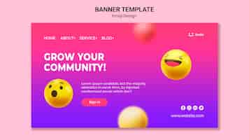 Free PSD emoji design banner template