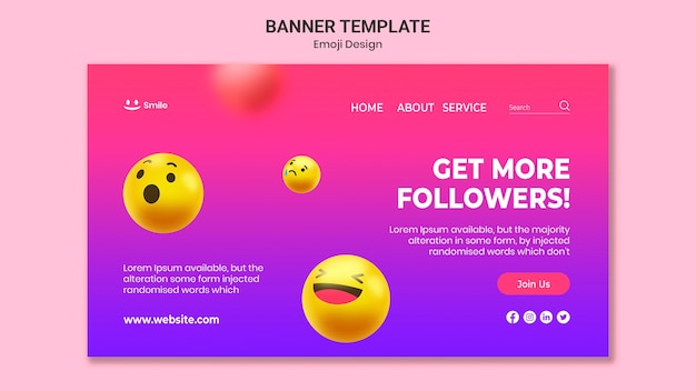 PSD gratuito modello di banner design emoji