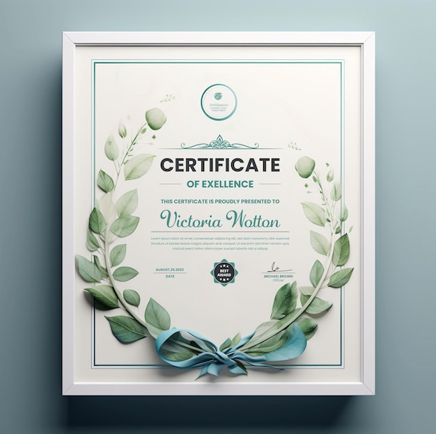 Employee of the month certificate diploma template realistic frame