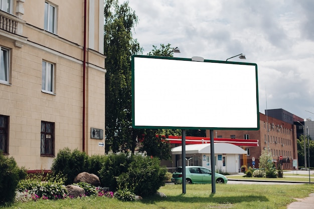Free PSD empty billboard in the city