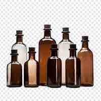 Free PSD empty brown glass medical bottles isolated on transparent background