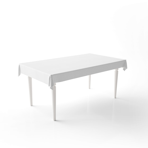 Пустой обеденный стол макет с белой тканью