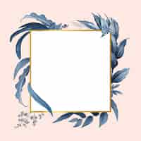 Free PSD empty frame with blue leaves design