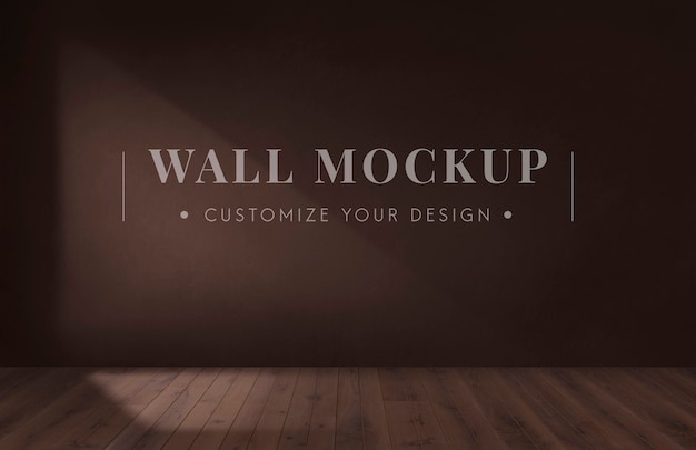 Free PSD empty room with a brown wall mockup
