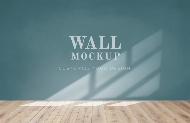 Free PSD empty room with a green wall mockup