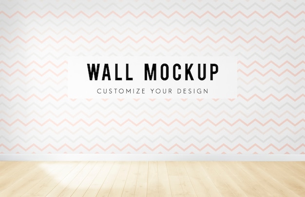 Free PSD empty room with a zig zag wallpaper mockup