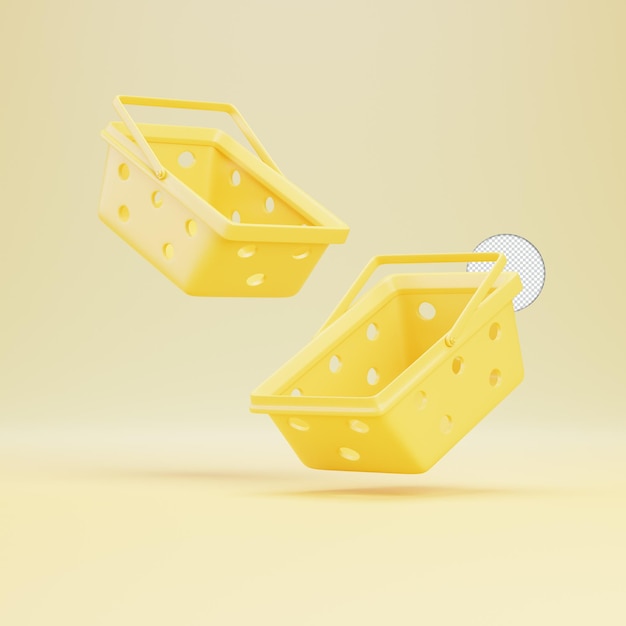 Illustrazione di rendering 3d isolata dell'icona del carrello della spesa vuota