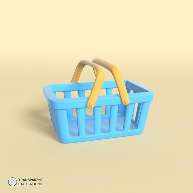 Empty Shopping basket icon isolated 3d render illustration