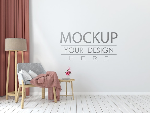 Empty wall interior furniture 3d  psd mockup