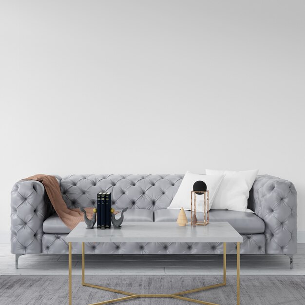 Empty wall with elegant sofa