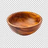 Free PSD empty wooden bowl isolated on a transparent background