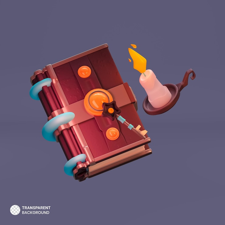 Free PSD enchanted magical book icon isolated 3d render illustration