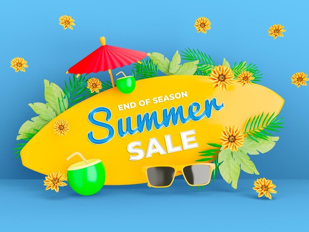 end of season summer sale social media banner post template