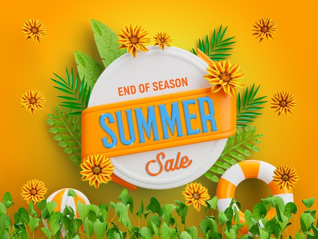 Free PSD end of season summer sale social media post template