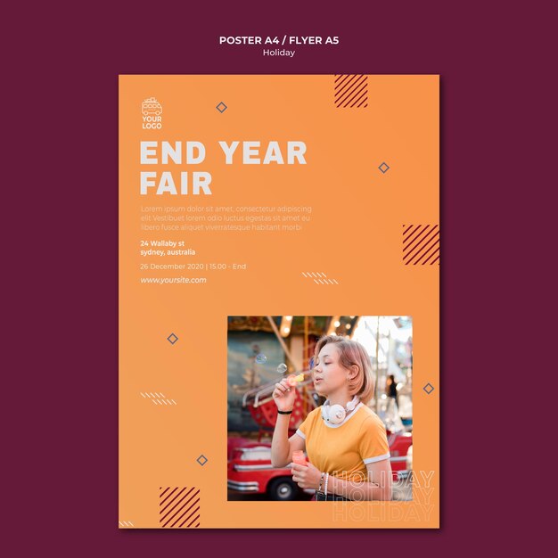 End year fair holiday poster print template