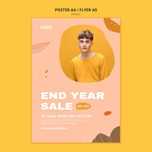 Бесплатный PSD Конец года распродажа мужской моды плакат шаблон