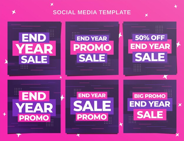 End year sale social media banner and instagram post template