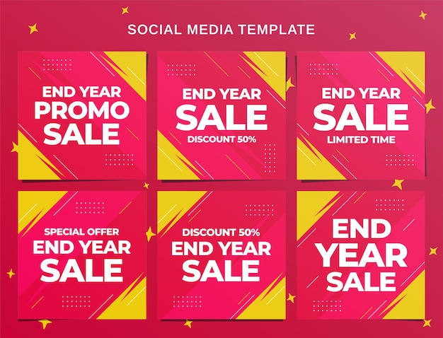 End year sale social media banner and instagram post template