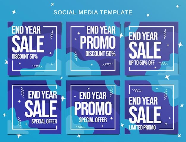 End year sale social media banner and instagram post template