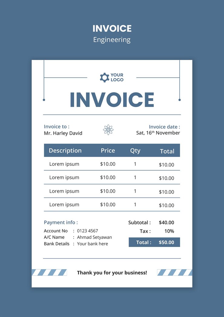 Free PSD engineering invoice template design