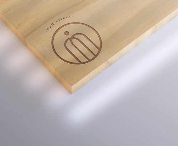 Free PSD engraved wood branding effect mockup