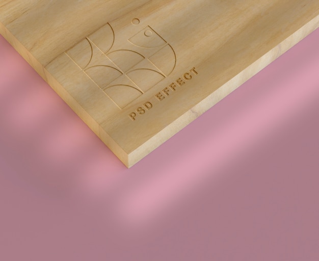 Мокап с выгравированным деревянным логотипом