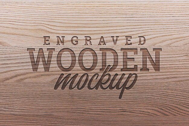 Engraved wooden logo mockup