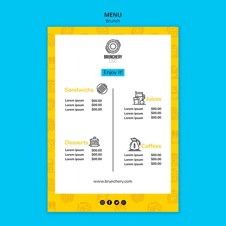 Free PSD enjoy brunch menu template