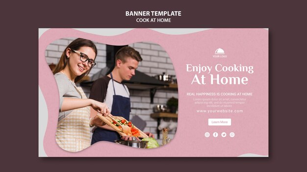 無料PSD 家で料理を楽しむバナーテンプレート