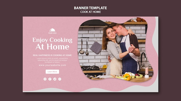 無料PSD 家で料理を楽しむバナーテンプレート