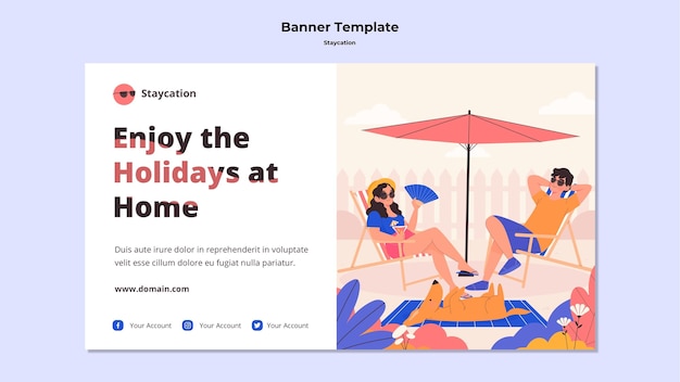 無料PSD 休日を自宅で楽しむバナーテンプレート
