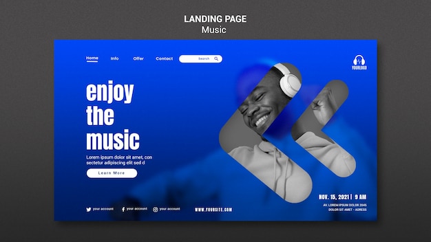 Free PSD enjoy the music landing page