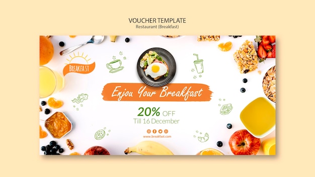 PSD gratuito goditi il tuo modello di voucher per la colazione