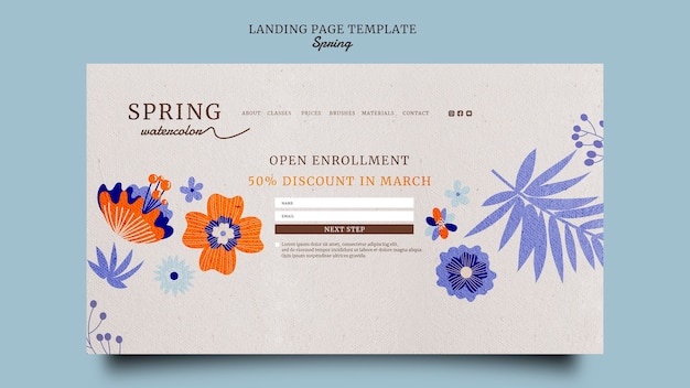 Free PSD enrollment discount landing page template