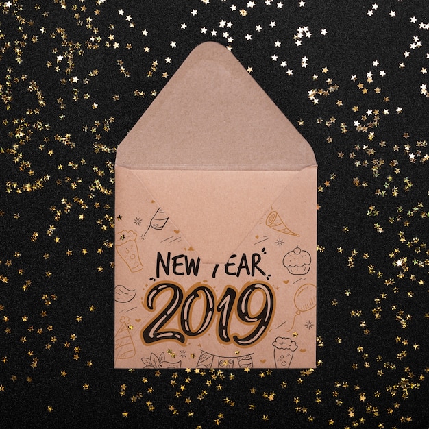 Envelope mockup with new year concept