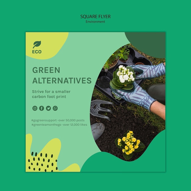 Environment concept square flyer template