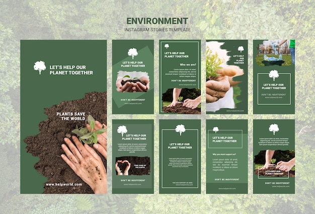 Progettazione del modello di storie del instagram dell'ambiente