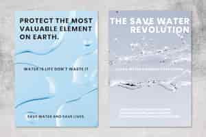 Free PSD environment poster templates, water background psd set