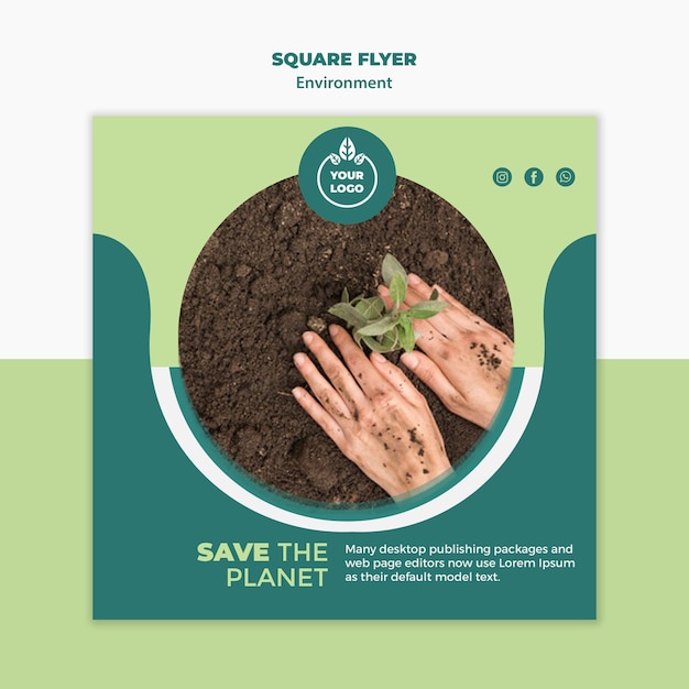 Free PSD environment square flyer mock-up