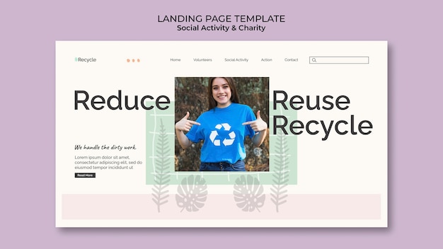 Environmental activity and zero waste landing page template