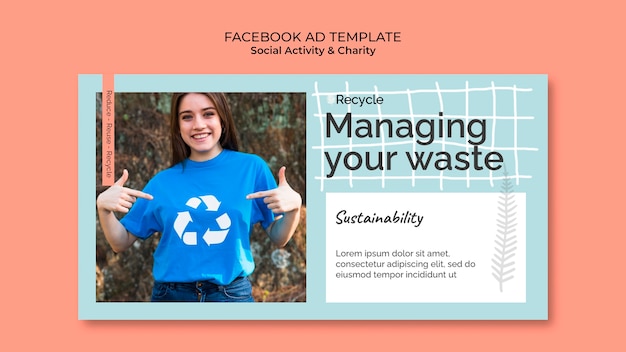 PSD gratuito modello promozionale per attività ambientali e zero rifiuti sui social media