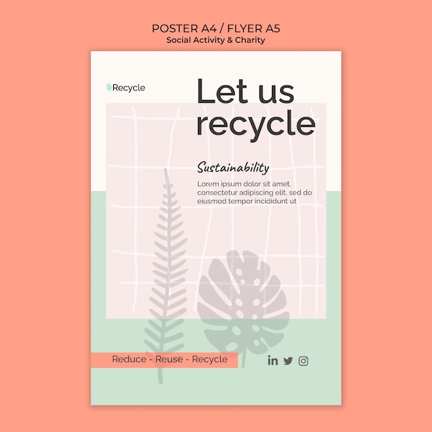 Environmental activity and zero waste vertical poster template