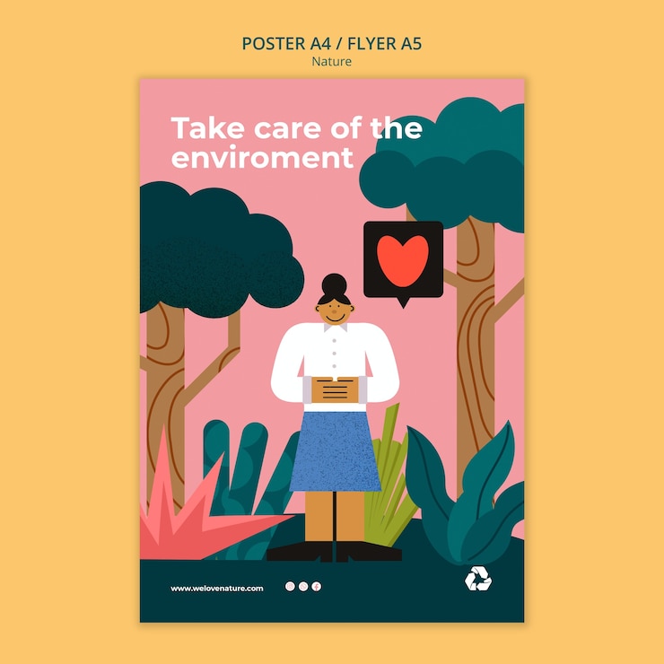 Free PSD environmental conservation action vertical poster template